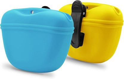 AUDWUD Silicone Dog Treat Pouch,with Training Clicker,Clip on Portable Train Container,Convenient Magnetic Buckle Closing