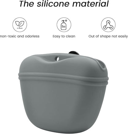 AUDWUD Silicone Dog Treat Pouch,with Dog Training Clicker,Clip on Portable Training Container,Convenient Magnetic Buckle Closing and Waist Clip