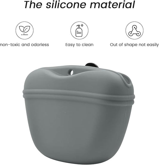 AUDWUD Silicone Dog Treat Pouch,with Dog Training Clicker,Clip on Portable Training Container,Convenient Magnetic Buckle Closing and Waist Clip