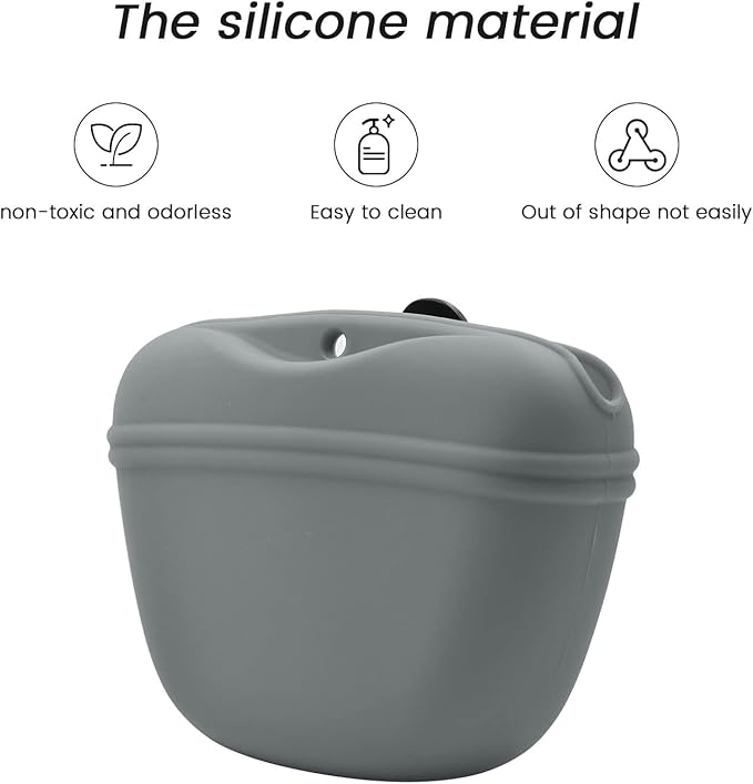 AUDWUD Silicone Dog Treat Pouch,with Training Clicker,Clip on Portable Train Container,Convenient Magnetic Buckle Closing