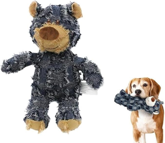 Dog Toys for Aggressive Chewers,Indestructible Robust Bear Toy, Durable Squeaky Toys for Heavy Chewers, Interactive Dog Toy Unbreakable Stuffed Plush for Small, Medium Sized Dogs (Blue, Small)