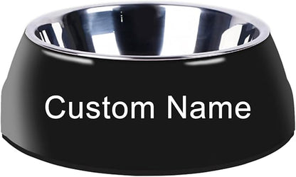 Personalized Stainless Steel Dog & Cat Food/Water Bowls – Custom Pet Name, Non-Slip, Easy Clean Feeding Dishes with Separate Plates(Black)