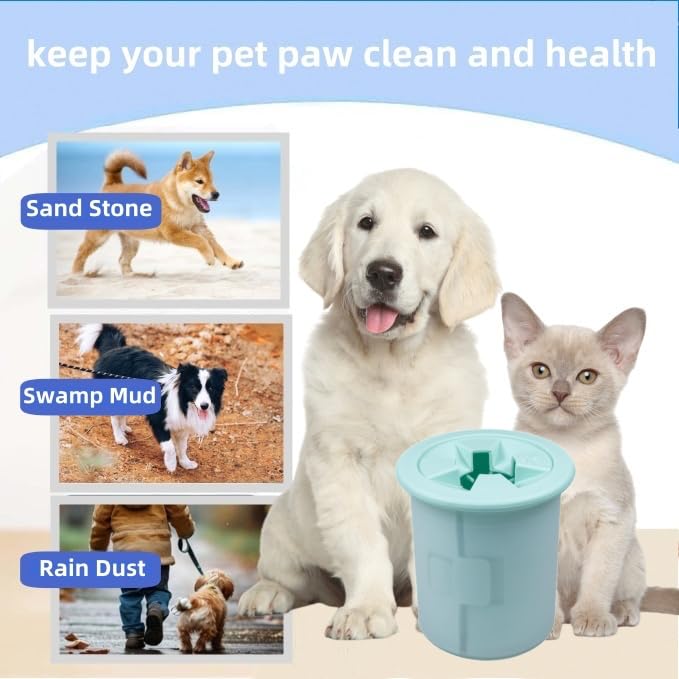 Dog Paw Cleaner Cup Dog Paw Foot Cleaner Paw Washer Portable Foot Cleaner Cup For Pet Cat-Small Green