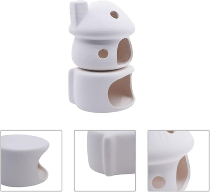 ZYHW Aquarium Decor Ceramic Mushroom House with Cave Set Ornament Fish Tank Landscape Decoration for Small Shrimp for Goldfishes to Rest (White)