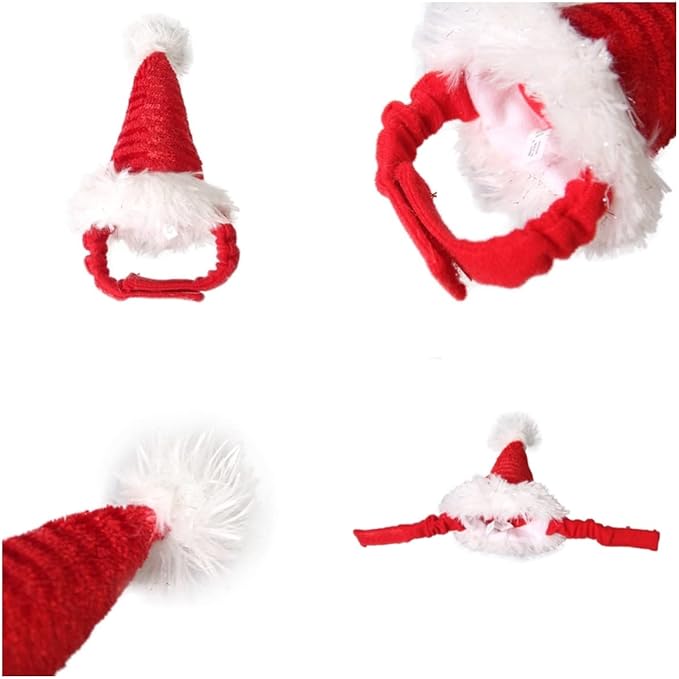 Guinea Pig Santa Hat,Kitten Bunny Hamster Chinchilla Hedgehog Ferrets Squirrel Christmas Hat Stripe Santa Claus Cap Party Hat for Small Animals (X-Small)