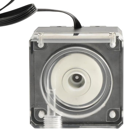 dracaena.io High Flow 650L/H PC Water Pump Combo with Colorful LED and 65ml 50mm (1.9in) Reservoir – 12W, 0.7A, 65mm x 65mm x 115mm (2.6 x 2.6 x 4.5in), Black