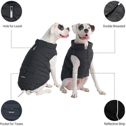 Spark Paws Dog Winter Jacket, Water-Resistant Coat, Warm Reflective Windproof Fleece-Interior, for Medium and Large Dogs - Black - L