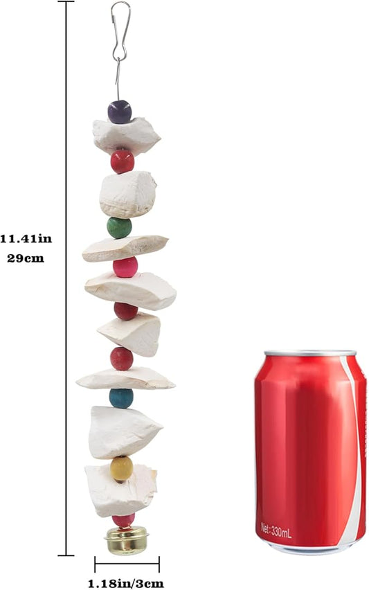 2 Pack Bird Toys with Cuttlebone, Parakeet Toys, Bird Beak Grinding Stone, Cage Accessories for Parakeets, Cuttlefish Bone for Budgies, Cockatiels, Lovebirds, Green Cheeks, Small to Medium Birds