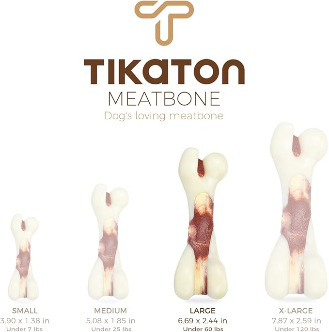 Tikaton Indestructible Dog Chew Toys for Aggressive Chewers, Beef Flavor Durable Dog Teething Chew Toys Bones for Large/Medium/Small Puppies