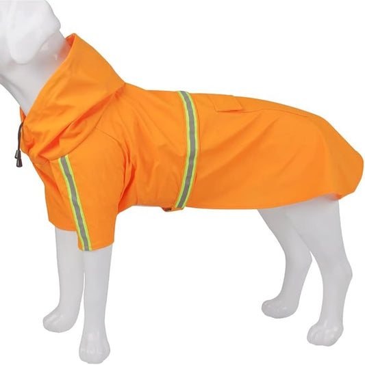 Pet Dog Raincoat Waterproof Reflective Lightweight with Adjustable Hood for Small Medium Large Dogs (Orange,S)