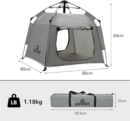Outdoor Pet Automatic Camping Tent, Pop up Cave Bed for Indoor Cats and Small Dogs, Portable Cat House Dog House, Grey.