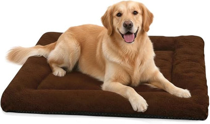 Dog Crate Pad Washable for 48 Inch Crate, Plush Anti-Slip Crate Mat for Large Dogs, XL Kennel Pad for Home, Travel and Training, 48 x 30 Inch, Brown