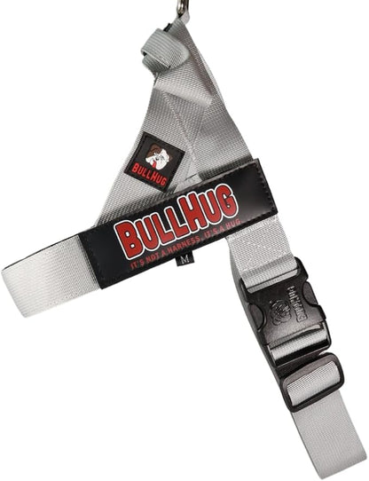 BULLHUG Adjustable Dog Harness– No Pull, No Choke – for English Bulldogs, French Bulldogs, Pugs & Broad-Chested Breeds – Easy, Safe Walks (Silver, Medium)