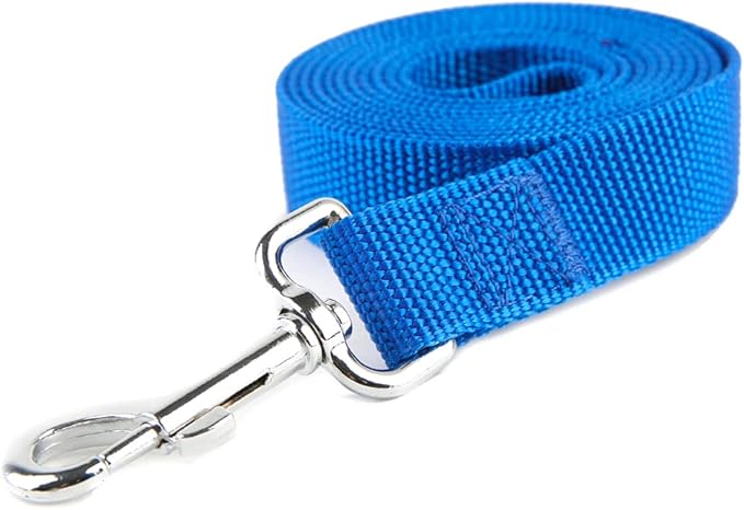 Nylon Dog Training Leash, Traction Rope, 4Ft /5 Foot /6 Feet Long, 5/8 inch 3/4 Inch 1 Inch Wide, for Small and Medium Dogs (5/8'' x 6 FT, Blue)