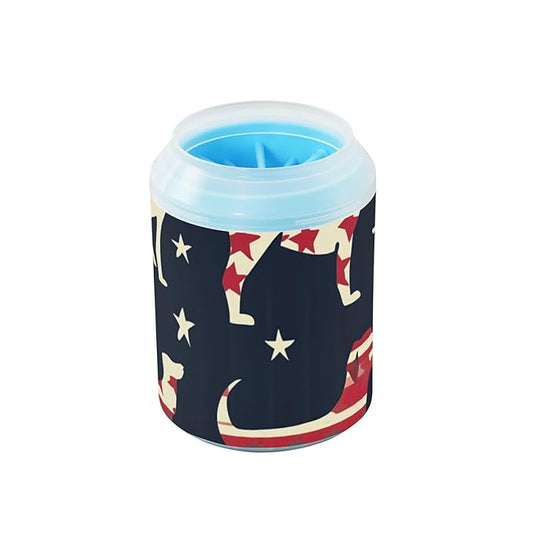 Dog Paw Cleaner Cups for Dogs Pet Foot Washer Paw Scrubber for Medium Small Dogs Cats Cleaning Cup July 4th Cute Dogs Black