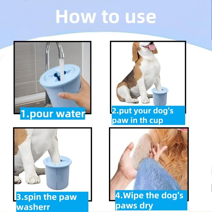 Dog Paw Cleaner Cup Dog Paw Foot Cleaner Paw Washer Portable Foot Cleaner Cup for Pet Cat-Small Blue
