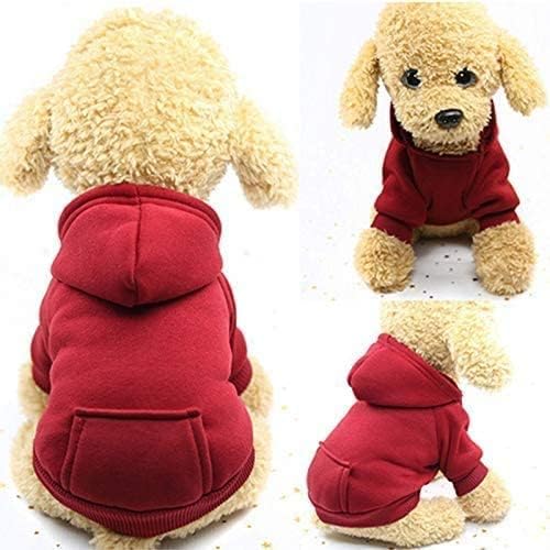 Idepet Pet Dog Hoodies Dog Clothes for Small Dogs Vest Chihuahua Clothes Warm Coat Jacket Autumn Puppy Outfits Cats Dogs Clothing(M, WineRed)