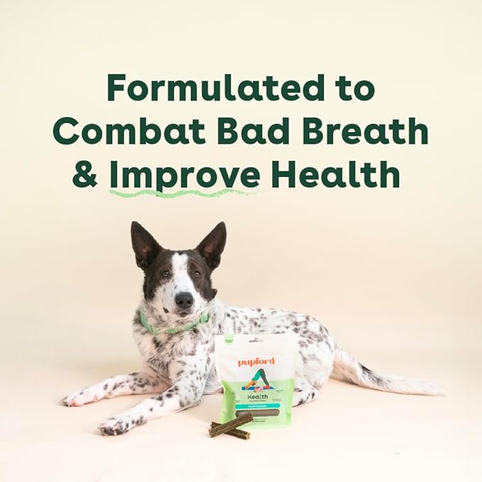 Pupford Dental Chews for Dogs, All-Natural 4-Inch Sticks for Plaque, Tartar & Bad Breath, Grooved Texture, Limited Ingredients, Made in USA (14 Count)