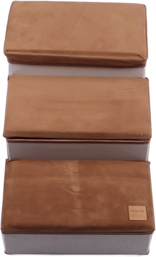 Fabater Dog Stairs for Small Dogs, 3 Step Dog Steps for Couch Sofa and Chair, Anti Slip with Storing Space, Pet Stairs Pet Steps Ramp for Small Dogs and Cats