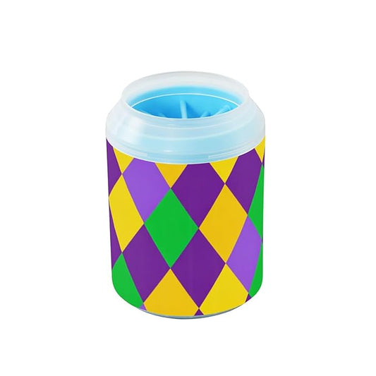 Dog Paw Cleaner Mudbuster Dog Foot Washer for Small Medium Large Dogs Cats Premium Pet Supplies Mardi Gras Argyle Purple