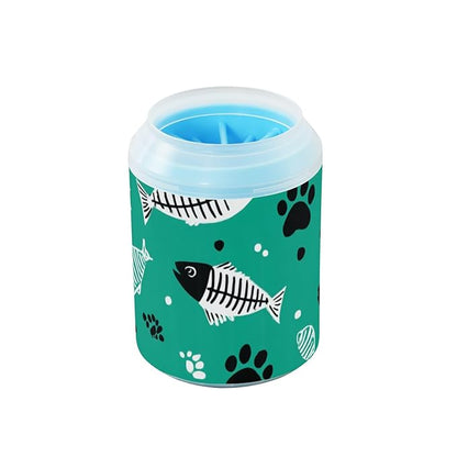 Dog Paw Cleaner Cups for Dogs Pet Foot Washer Paw Scrubber for Medium Small Dogs Cats Cleaning Cup Green Paw Prints and Fish