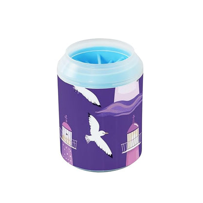 Dog Paw Cleaner Cups for Dogs Pets Foot Washer Paw Scrubber for Medium Small Dogs Cats Cleaning Cup Purple Small Lighthouses Seagulls and Waves