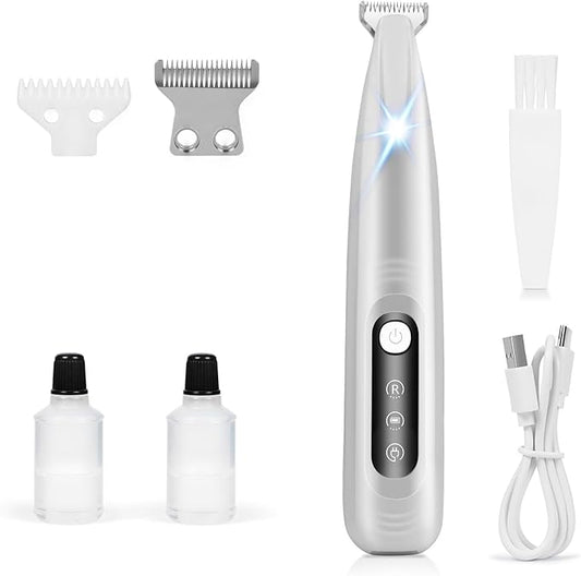 Dog Paw Trimmer,Upgraded Grooming Kit with LED Light,Type-C Rechargeable,Cordless Feature,IPX4 Waterproof,Low Noise Clipper for Dog and Other Pet's Hair Around Paw,Face,Eyes,Ears and Rump