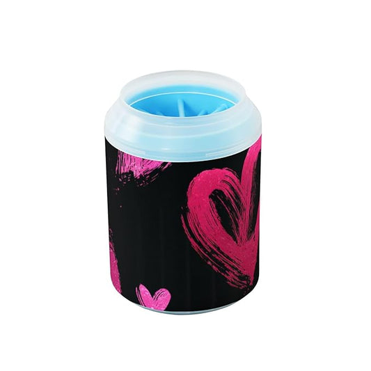 Dog Paw Cleaner Mudbuster Dog Foot Washer for Small Medium Large Dogs Cats Premium Pet Supplies Brush Stroke Hearts Black