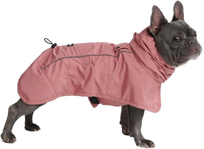 Spark Paws Dog Raincoat, Waterproof Windproof Rain Jacket, for Small Medium Large Extra Large Dogs, Reflective Breathable Full-Body Coverage Dry Suit - Sea Pink, L