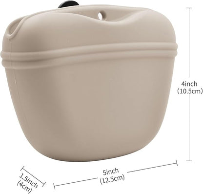 AUDWUD Silicone Dog Treat Pouch,With Training Clicker,Clip on Portable Train Container,Convenient Magnetic Buckle Closing