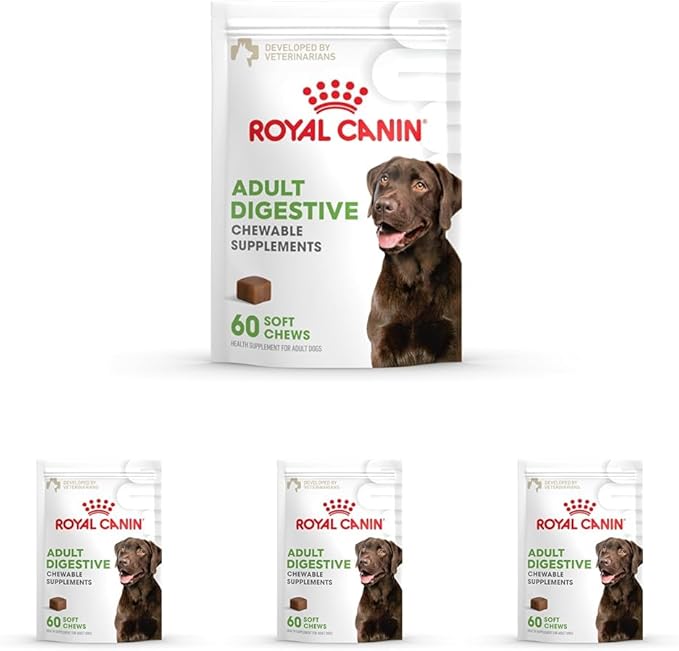 Royal Canin Digestive Dog Supplement Soft Chews for Adult Dogs, 60 Count (Pack of 4)