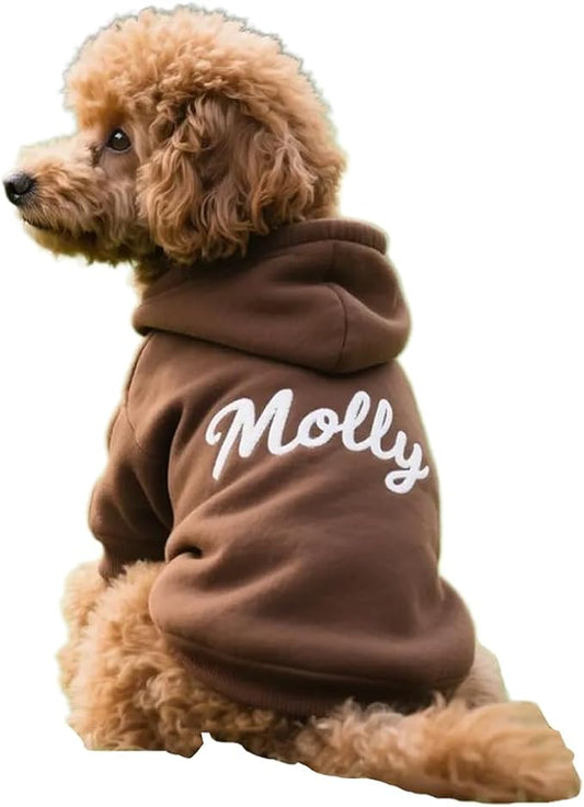 GODMERCH Custom Name Embroidered Dog Hoodie, Embroidery Dog Sweaters for Small Dogs, Pet Clothes, Pet Mom Lovers Gifts