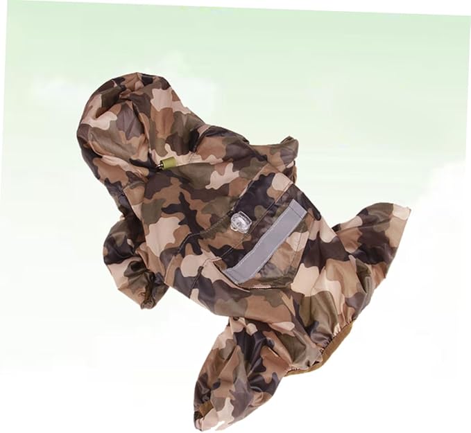 Kisangel Dog Raincoat with Hood Lightweight Breathable Small Pet Rain Slicker Reflective Camouflage Design for Puppies and Cats