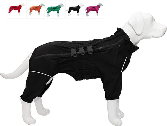 Dogs Waterproof Jacket, Lightweight Waterproof Jacket Reflective Safety Dog Raincoat Windproof Snow-Proof Dog Vest for Small Medium Large Dogs Black XL