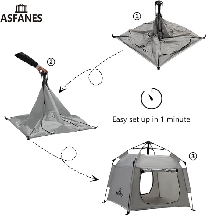 Outdoor Pet Automatic Camping Tent, Pop up Cave Bed for Indoor Cats and Small Dogs, Portable Cat House Dog House, Grey.