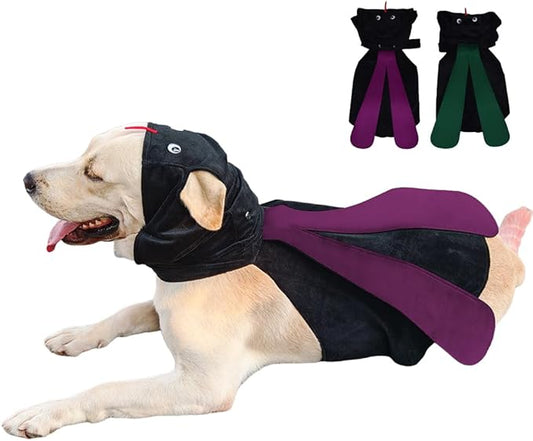 Dog Halloween Vampire Devil Cloak Cape, Red Black Classic Pet Costume for Small Medium Large Dogs, Holiday Cosplay Special Events (Mosquito-Purple, B4)