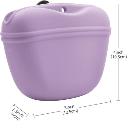 AUDWUD Silicone Dog Treat Pouch,With Dog Training Clicker,Clip on Portable Training Container,Convenient Magnetic Buckle Closing and Waist Clip