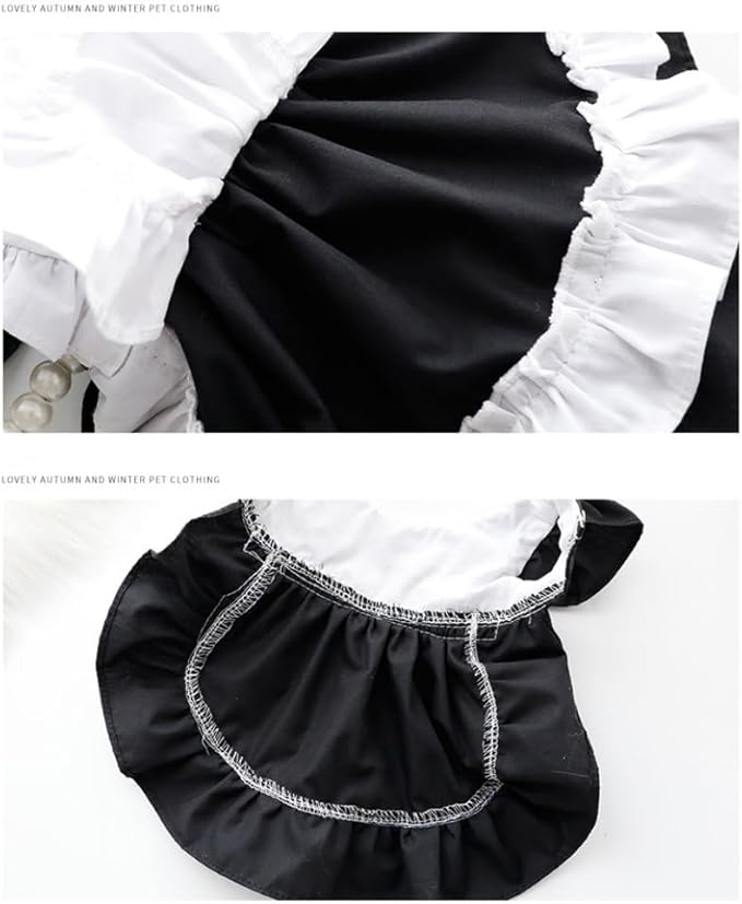 Elegant Princess Lace Dress Tutu Queen Style with Bowknot for Small, Extra Small Dog Teddy, Pug, Chihuahua, Shih Tzu, Yorkshire Terriers M-Black S