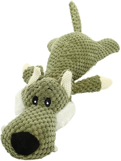 Soft Chew Toy for Dog Cute Durable Dog Toy Stuffed Animal Dog Plush Toy Puppy Pet Mutt Toy Plush Dog Chew Toy Suitable for Large, Medium and Small Dogs Green The Wolf