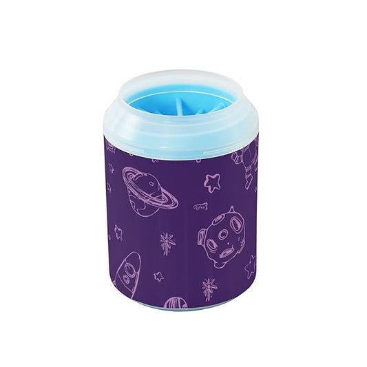 Dog Paw Cleaner Cups for Dogs Pets Foot Washer Paw Scrubber for Medium Small Dogs Cats Cleaning Cup Space and Astronaut Starry Sky Purple