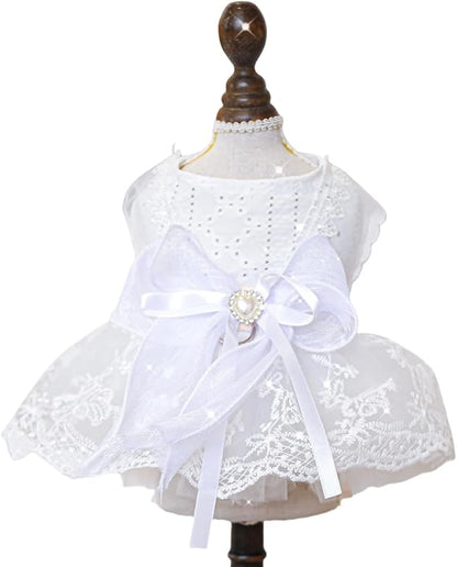 Fashion Sweet Puppy Dog Blingbling Princess Skirt Pet Dog Lace Cake Camisole Tutu Dress K-White XS