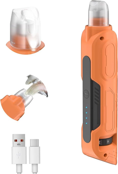PAPIFEED 6-Speed Dog Nail Grinder Quiet, Silent Groom Pro with 2 LED Lights & Dust-Proof Cover, Nail Grinder for Large/Medium/Small Dogs & Cats, Rechargeable Type-C Charging - Orange