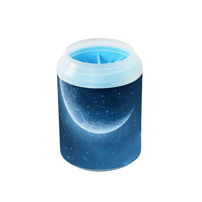 Dog Paw Cleaner Cups for Dogs Pets Foot Washer Paw Scrubber for Medium Small Dogs Cats Cleaning Cup Starry Sky Moon Blue