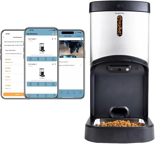 SMARTFeeder SPSF17-SS Large Capacity Automatic Dog Feeder – Stainless Steel Food Dispenser with WiFi App, Scheduled Feedings, Portion Control, HD Camera, Speaker & Microphone