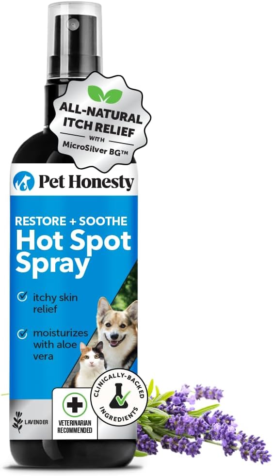 Restore + Soothe Hot Spot Spray for Dogs & Cats – Gentle Dog Skin Spray with Aloe Vera & MicroSilver BG – Soothes Itching, Hot Spots & Irritation – Dog Itch & Hot Spot Remedy for Sensitive Skin – 4oz