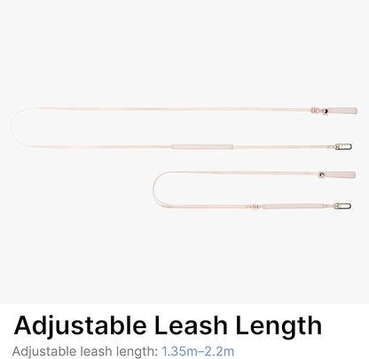 Ultra Lightweight Cat Leash Adjustable with Padded Handle, Soft Thin Nylon Cat Walking Training Waist Crossbody Leash for Kitten>4lbs Small Medium Large Cats Puppy, No Harness (Blush Pink)