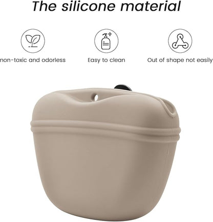 AUDWUD Silicone Dog Treat Pouch,With Training Clicker,Clip on Portable Train Container,Convenient Magnetic Buckle Closing