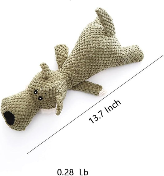 Soft Chew Toy for Dog Cute Durable Dog Toy Stuffed Animal Dog Plush Toy Puppy Pet Mutt Toy Plush Dog Chew Toy Suitable for Large, Medium and Small Dogs Green The Wolf