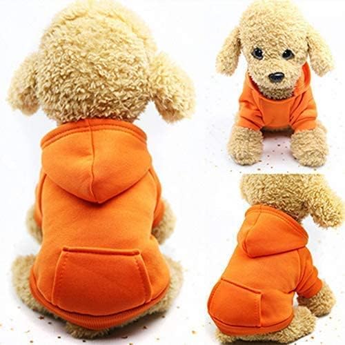 Idepet Pet Dog Hoodies Dog Clothes for Small Dogs Vest Chihuahua Clothes Warm Coat Jacket Autumn Puppy Outfits Cats Dogs Clothing(XL, Orange)