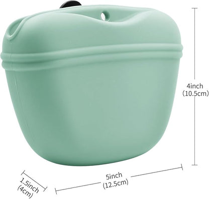 AUDWUD Silicone Dog Treat Pouch,with Dog Training Clicker,Clip on Portable Training Container,Convenient Magnetic Buckle Closing and Waist Clip